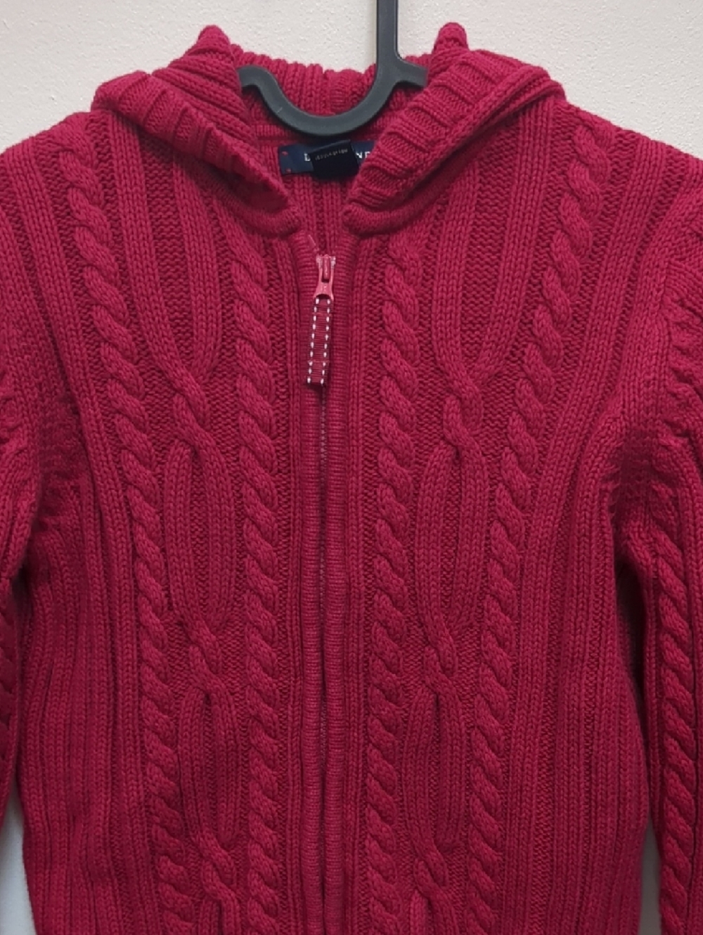 Lands' End Cable-Knit Zip Hoodie in hot Pink Size M